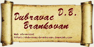 Dubravac Brankovan vizit kartica